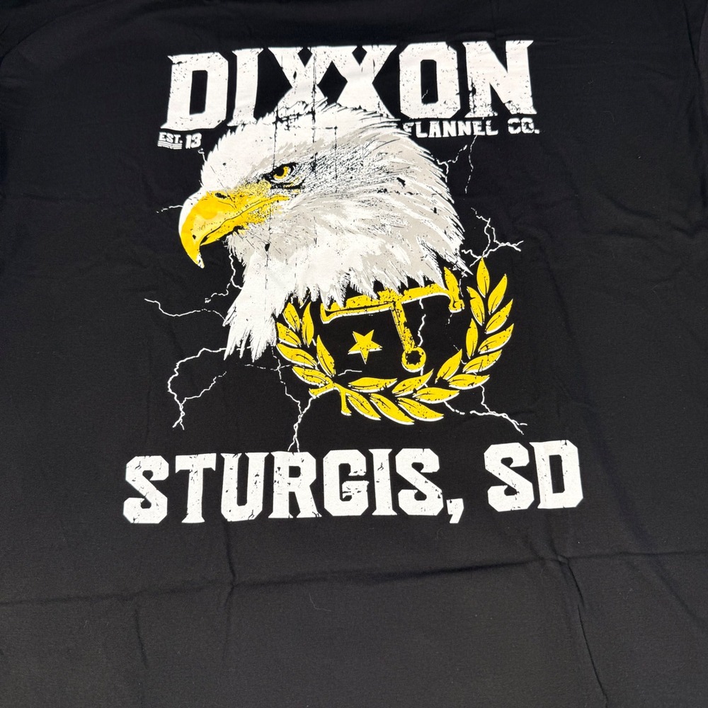 Dixxon Flannel Co T Shirt 2X Black Sturgis SD Eagle Let‎ Freedom Caw Tee USA